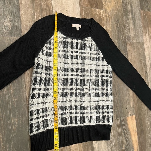 Banana Republic Womens Sz S White/Black Plaid Front Crew Sweater Alpaca Wool - Picture 6 of 8